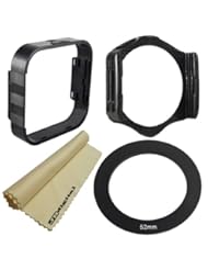 Photography: 52mm Adapter Ring + Square Lens Hood + Square Filter Holder + JB Microfiber Lens Cleaning Cloth for Cokin P Series System - JB