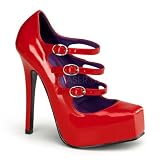 Devious BONDAGE-03, 5 1/2 Inch Heel Square Toe Triple Strap Mary Jane Pump