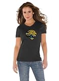 Jacksonville Jaguars Black Women's Primary Logo Tri Blend V Neck T-Shirt- by Alyssa Milano