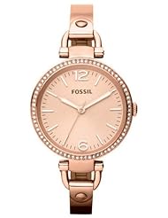 Fossil Womens ES3226 Georgia Analog Display Analog Quartz Rose Gold Watch
