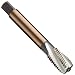 Dormer MTT-X E052 Powdered Metal Spiral Flute Threading Tap, For Aluminum, Gold Oxide Finish, Round Shank With Square End, Modified Bottoming Chamfer