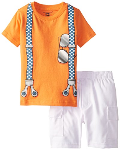 Kids Headquarters Little Boys' Suspender-Print T-Shirt and Short Set