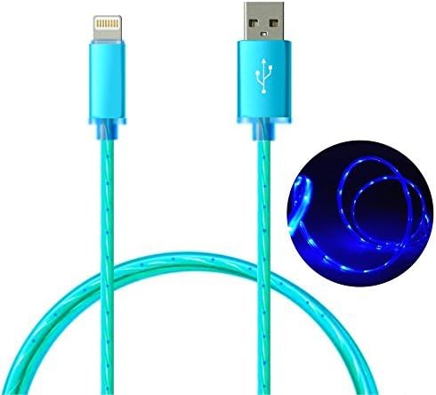 Lightning Cable, 1Pack Changing LED Light Visible in the Dark Light-up USB Data Sync Charger Cable Charging Cord for iPhone 6S/6S+/6/6+/ 5/5S/5C etc with Newest IOS (Aqua Blue)