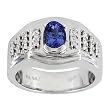 14K White Gold Man's Tanzanite and Diamond Ring