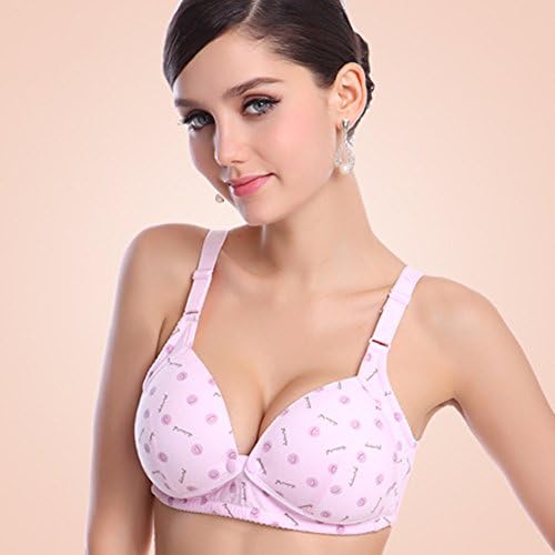 VIDDK Women's Adjustable Nursing Maternity Bra with Front Button (75B/C Pink)