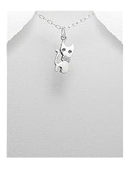 Cat Pendant Necklace In 92.5 Sterling Silver