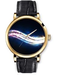 SPRAWL Aanalog Fashion Series Gold Ladies Watches of Genuine Black Leather Strap,Unique Wrist Watch for Women Girls Designed with Strip light and stars