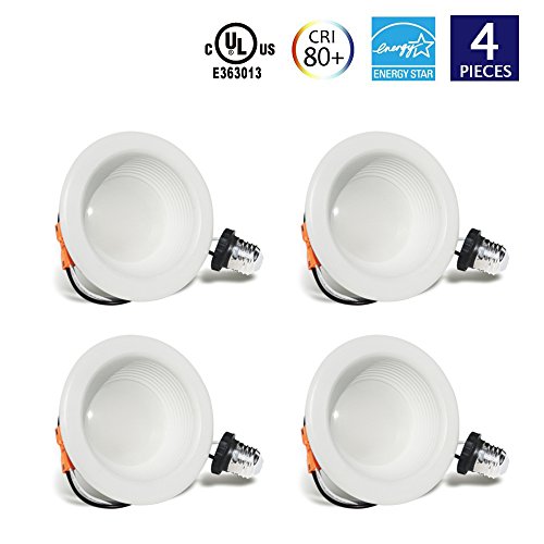 BATEC™ 4 INCH 4000K 8W(65W Replacement) LED Ceiling Downlight, Dimmable, 650Lumens, Retrofit LED Recessed Lighting Fixture, ENERGY STAR, CRI80+ UL Listed (4-PACK, 4000K-Neutral White)
