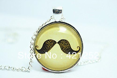 Pretty Lee 2015 Fashion Moustache Necklace Hipster Jewelry Bronze Glass Cabochon Necklace 1 Christmas gift