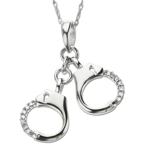 14k Choice of White or Yellow Gold Diamond Handcuffs Pendant (3/8 cttw, I-J Color, I2-I3 Clarity)