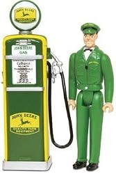 John Deere Gas Station Attendant in Green Outfit and Gas Pump Die-Cast Metal