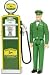 John Deere Gas Station Attendant in Green Outfit and Gas Pump Die-Cast Metal