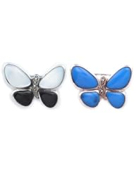 Silverflake -Marcasite Butterfly Pin Brooch with Inlay