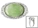 APPROXIMATELY 13X10MM CABOCHON GREEN JADE AND DIAMOND ACCENT STERLING SILVER RING