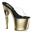 7 1/2 Inch High Platform Sexy Shoes Gold Metallic Gun Heel Slide