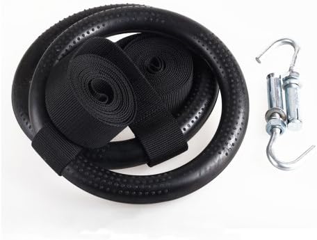 Icevolcano Olympus Olympic Gymnastic Rings Gym Exercise Crossfit Gym Nylon Straps ABS Steering Rings For Bodyweight Suspension Training Upper Body Strength Fitness With Optionsl Hook (With Hook)