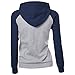 FruitNut Girls Vintage Hoodies Sport Raglan Sleeve Sweatshirt M Gray Blue
