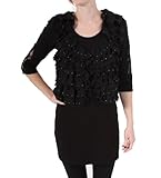 Romeo & Juliet Couture Knitted Ruffle Vest with Studs in Black, Small