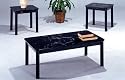 NEW MARBLE STYLE BLACK 3PC COFFEE / 2 END TABLE SET