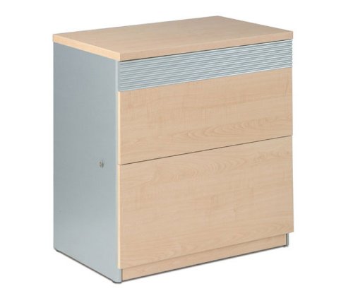 Maple and Silver Two Drawer Lateral File Cabinet Classic Maple Collection by Bestar Office Furniture