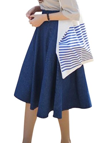 （ヤンアンドヤンズ）yan&yanz デニムスカート ミディアム丈 Aライン フレアスカート 膝丈