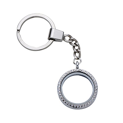Feilaiger 30mm Floating Charm Living Memory Lockets Keychain - Magnetic Closure Key Ring Jewelry