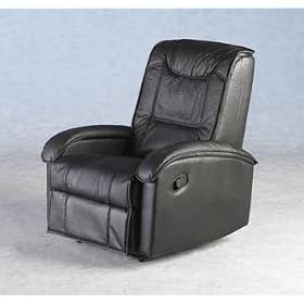 GENUINE LEATHER HIDE RECLINER CHAIR IN BLACK FROM CENTURION PINE