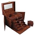 SHINING IMAGE brw HUGE LEATHER JEWELRY BOX / CASE / STORAGE / ORGANIZER WITH TRAVEL CASE AND LOCK