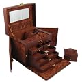 SHINING IMAGE brw HUGE LEATHER JEWELRY BOX / CASE / STORAGE / ORGANIZER WITH TRAVEL CASE AND LOCK