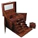 SHINING IMAGE brw HUGE LEATHER JEWELRY BOX / CASE / STORAGE / ORGANIZER WITH TRAVEL CASE AND LOCK
