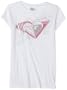 Roxy Girls 7-16 "Talk Time" Baby Tee,White W/ Contrast,XL (16)