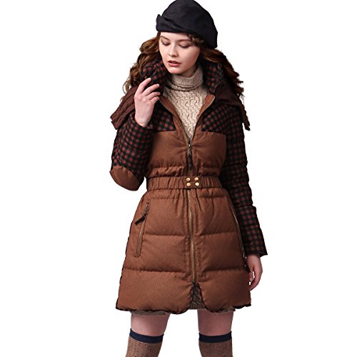 (アートカー)Artka オリジナルデザイン レディーズレースニットパッチワークチェック柄高級ダウンコート ZK12249D