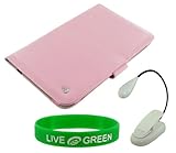 Pink Leather Case and Book light for Barnes & Noble nook E-Reader Reading Device (nook NOT Included)