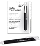 Pentel Tri Eraser Retractable Eraser, Black Barrel, Box of 12 (ZE15A)