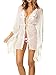 KingsCat Drawstring Lace Border Beach Swimsuit Cardigan Tops/Bikini Cover up White
