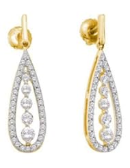 0.75 cttw 14k Yellow Gold Diamond Long Drop Earrings (Real Diamonds: 3/4 cttw)