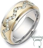 Designer Two-Tone 18 Karat Gold Unique 37 Diamond SPINNING Anniversary Ring - 9.25