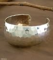 Sterling silver cuff bracelet, 'Honeycomb'