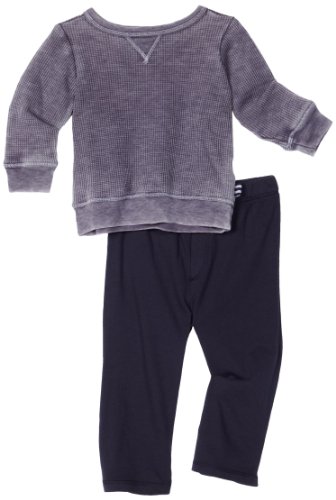 Splendid Littles Baby-Boys Infant Distressed Thermal Pant Set, Navy, 12-18 Months