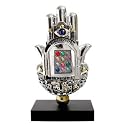 Silver Hamsa with Hoshen Door House Protection Amulet on Stand