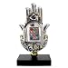 Silver Hamsa with Hoshen Door House Protection Amulet on Stand