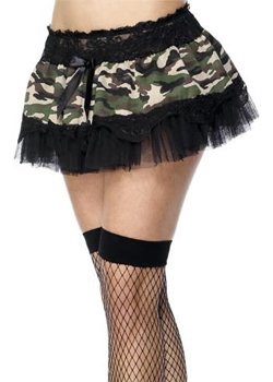 Smiffy s Camouflage Tutu with Lace and Ribbon Trim
