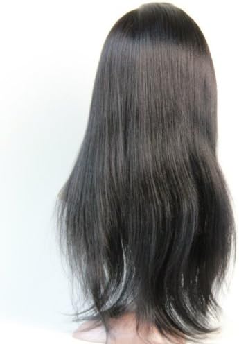 Full Lace Wig Short Wig 16" Handmade Wig 100% Malaysia Remy Human Hair Wigs Yaki Straight Color #1