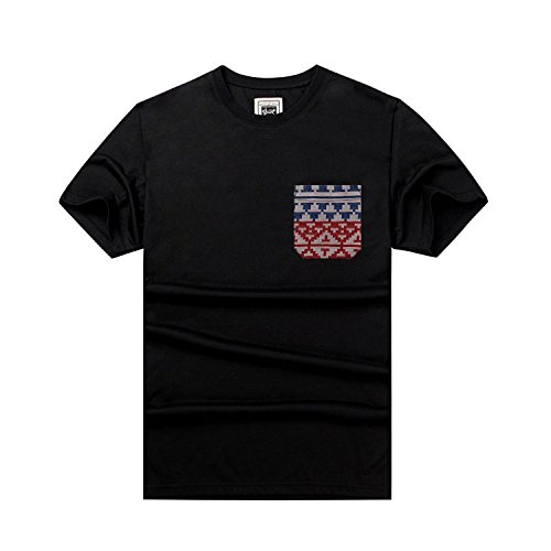 Beautiful Giant Men's Jacquard Pocket T-Shirt Crew-Neck Short Sleeve Tee Pocket Tee