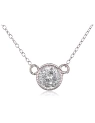 Sterling Silver Round Shaped Cubic-Zirconia Pendant Necklace, 18"
