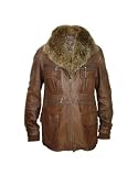 Forzieri Men's Fur-trim Brown Leather Multi-pocket Car Coat