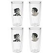 Greek Man & Greek Woman 16 oz Insulated Beverage Tumblers Set, Clear (Set of 4)