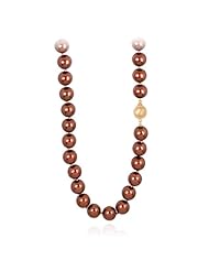 Willow Fine Pearls Natural 11mm Chocolate Freshwater Pearls Necklace with 14k Yellow Gold Clasp