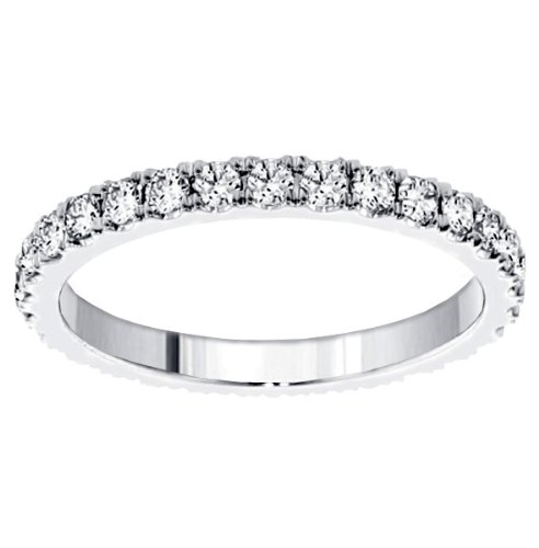 1.35 CT TW Pave Set Diamond Eternity Wedding Band in 14k White Gold