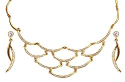 Womens Gift - Gold Plated Cubic Zirconia Earring and Necklace Sets Traditional Jewelry from India